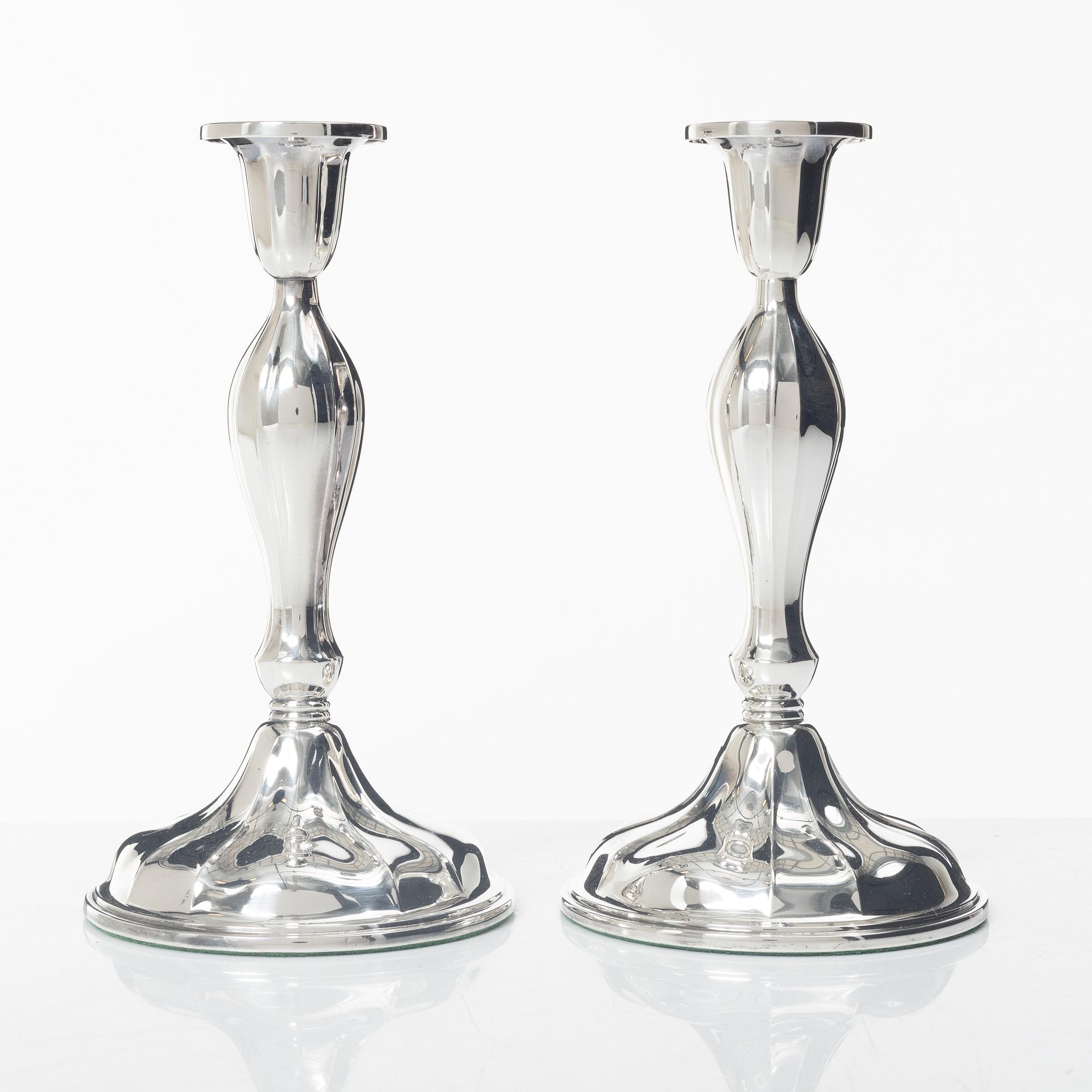 Thorvald Marthinsen, ljusstakar, ett par, silver, Tönsberg, Norge 1900-tal.