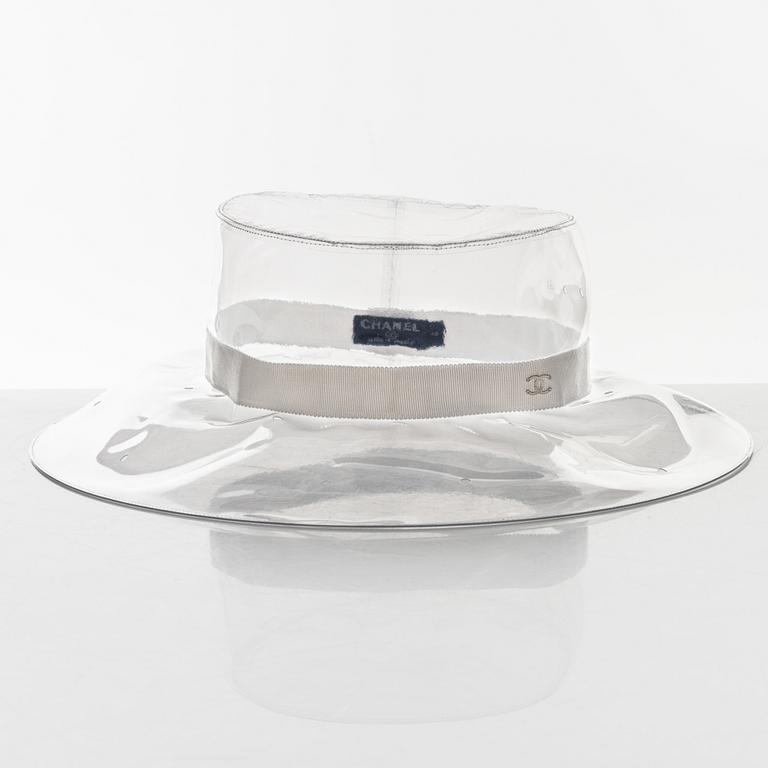 Chanel, a transparent PVC hat, size S.
