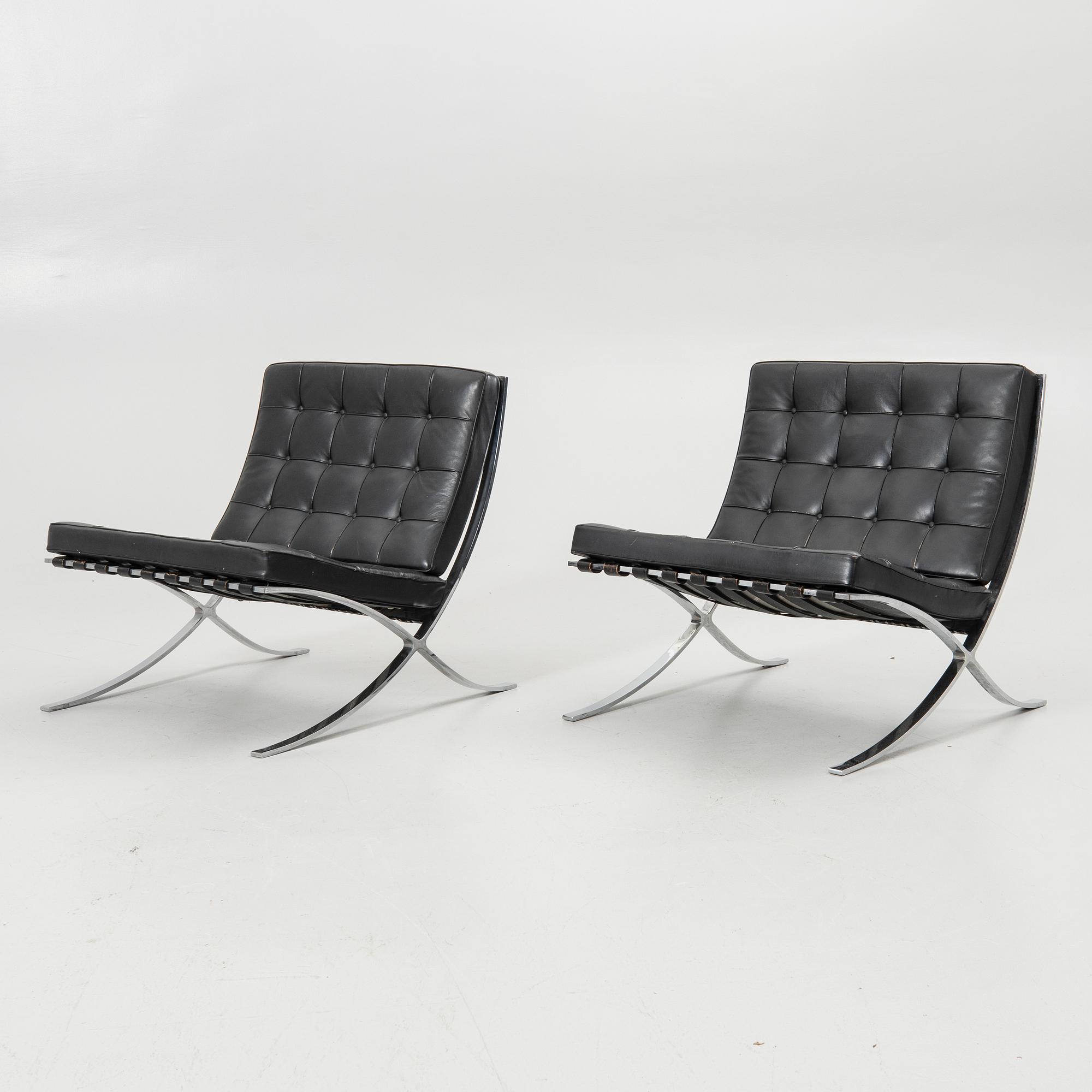 Ludwig Mies van der Rohe, Fåtöljer, ett par, "Barcelona", Knoll.