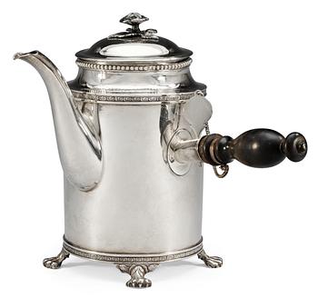 577. A Swedish 18th century silver coffee-pot, marks of Johan Malmstedt, Göteborg 1797.