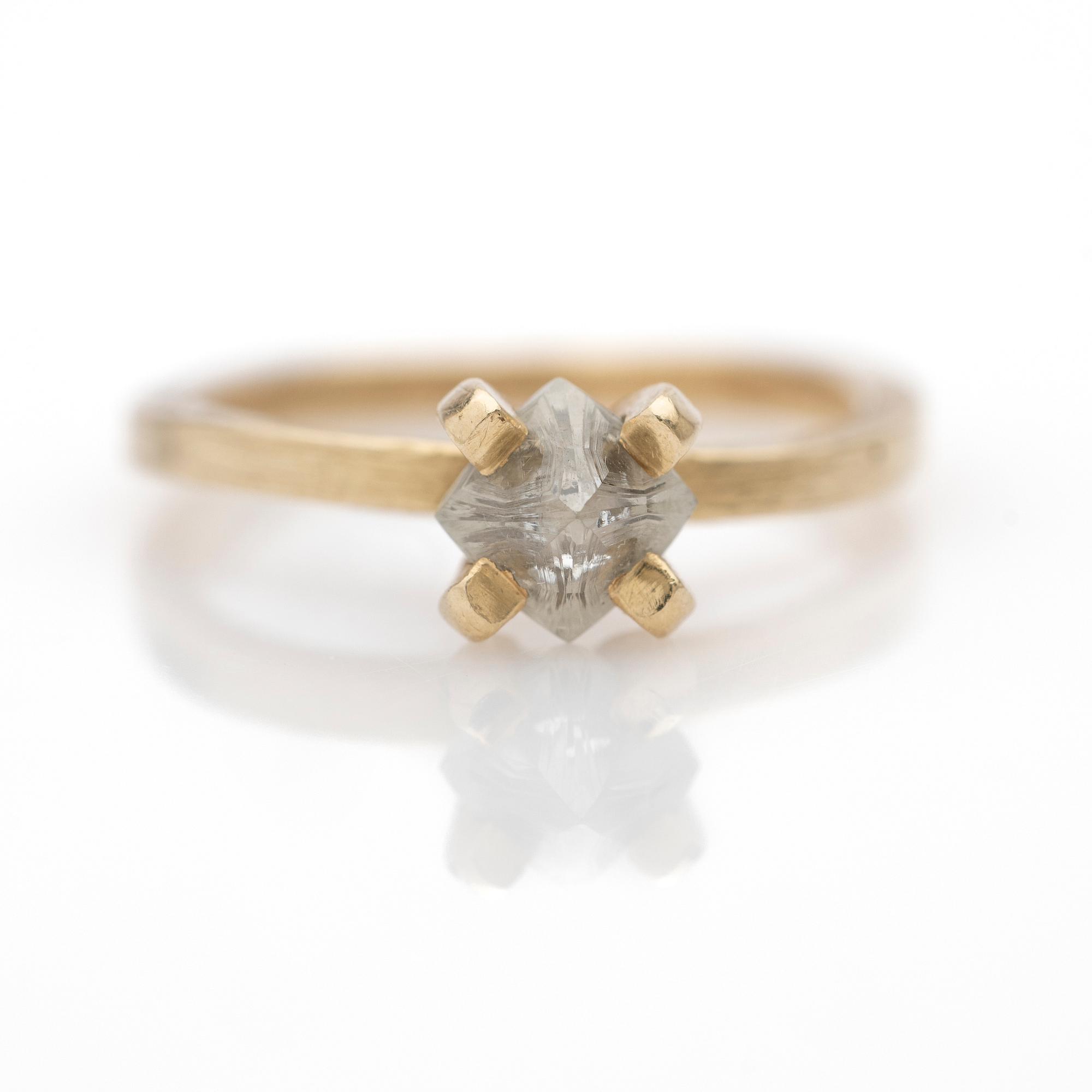 Ring, 14k gold with uncut diamond.