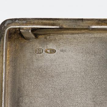 A silver cigarette case, maker's mark of Vasili Sikazev, Moscow 1908-17.