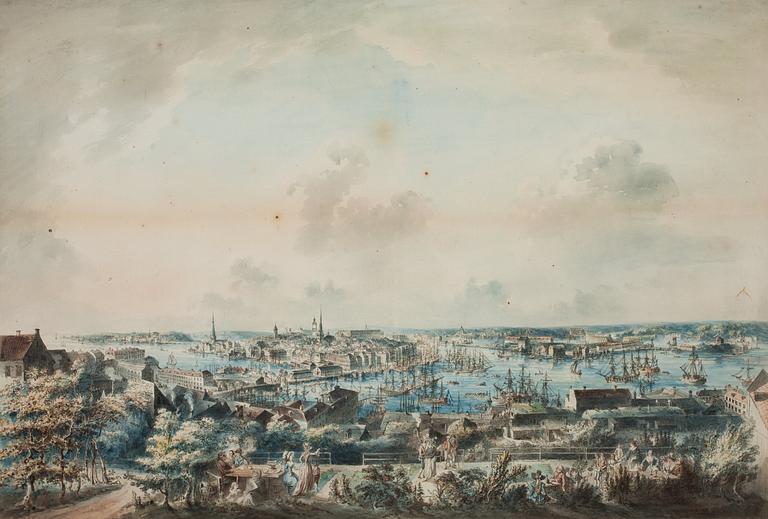 Johan Fredrik Martin, "Utsigt af Stockholm, tagen från Mose backe (en höjd å Södermalm)".