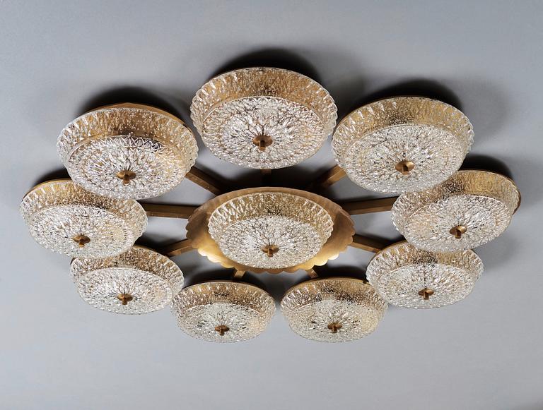 A ceiling lamp attributed to Carl Fagerlund , Orrefors, Sweden probably 1970's.