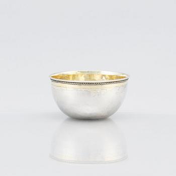 A probably Swedish 18th Century parcel-gilt silver tumbler, unidentified makers mark LWK.