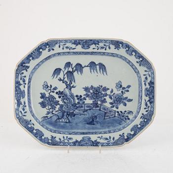 A pair of blue and white Chinese porcelain dishes, Qing dynasty, Qianlong (1736-95).