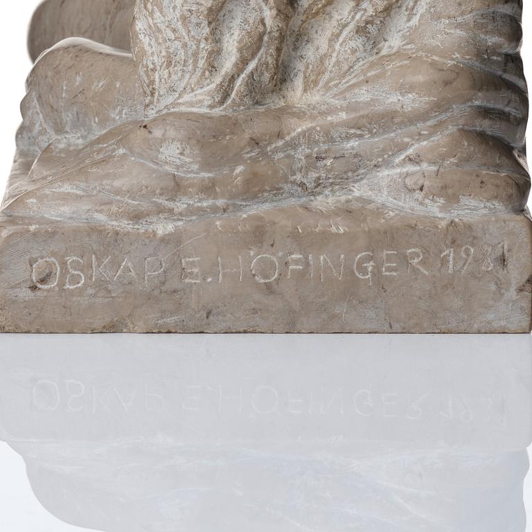 Oskar E. Höfinger, sculpture, stone. Signed and dated 1981.