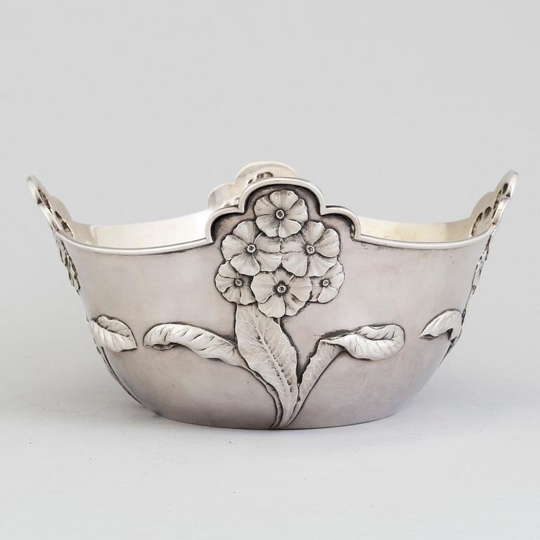 A Danish Art Nouveau parcel-gilt sterling silver planter bowl, maker's mark A Michelsen, Copenhagen 1901.