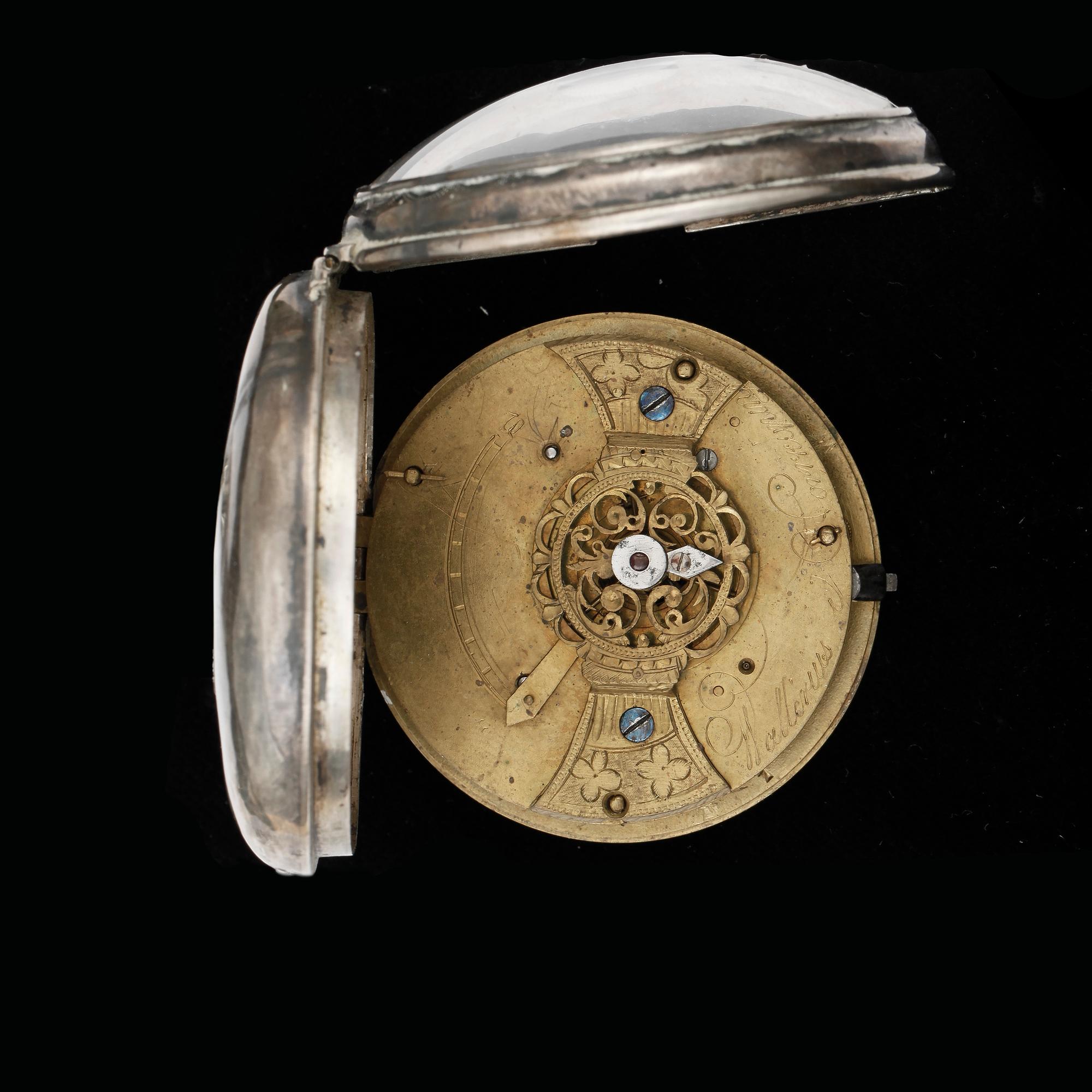 FICKUR, spindelur, 3st, silver, bla märkt Johan Gladman. 1700-talets slut.