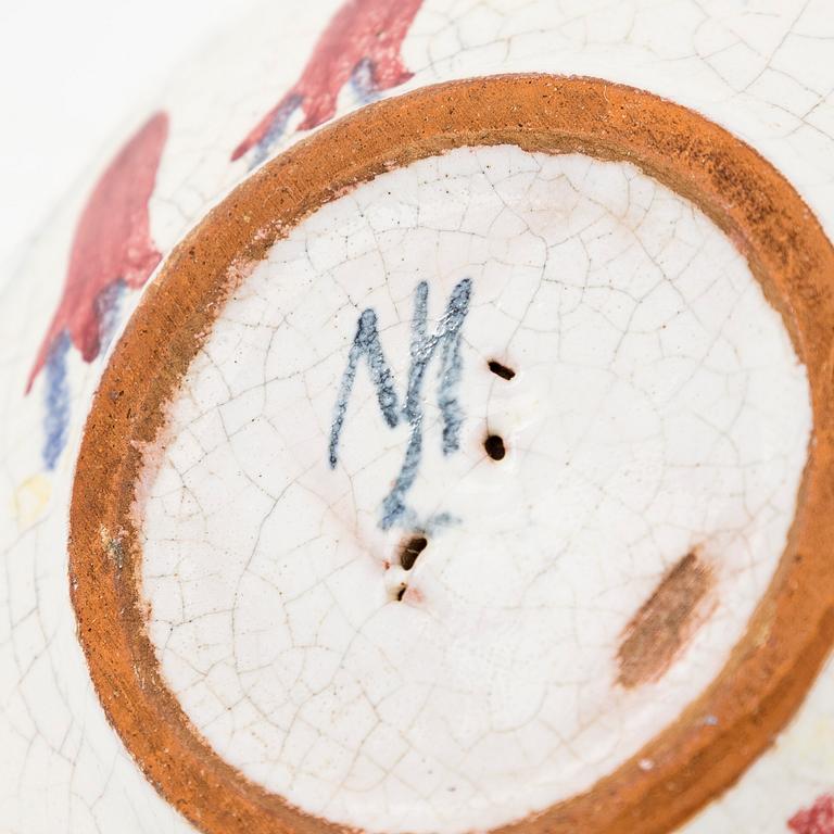 Marita Lybeck, jug and bowl, red clay, signed ML.