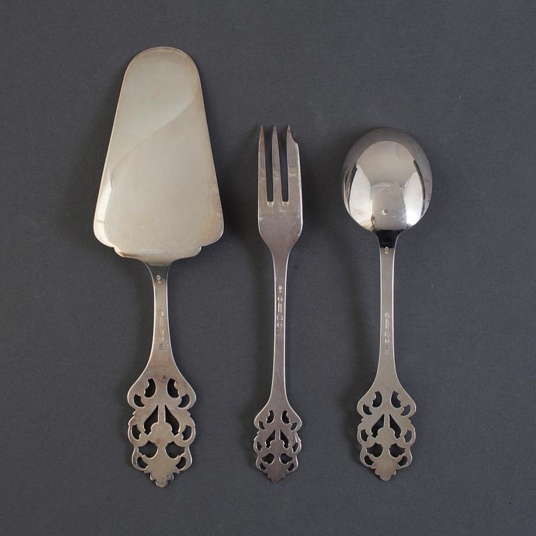 A 14 piece Norwegian silver cutlery set, mid 20th Century.