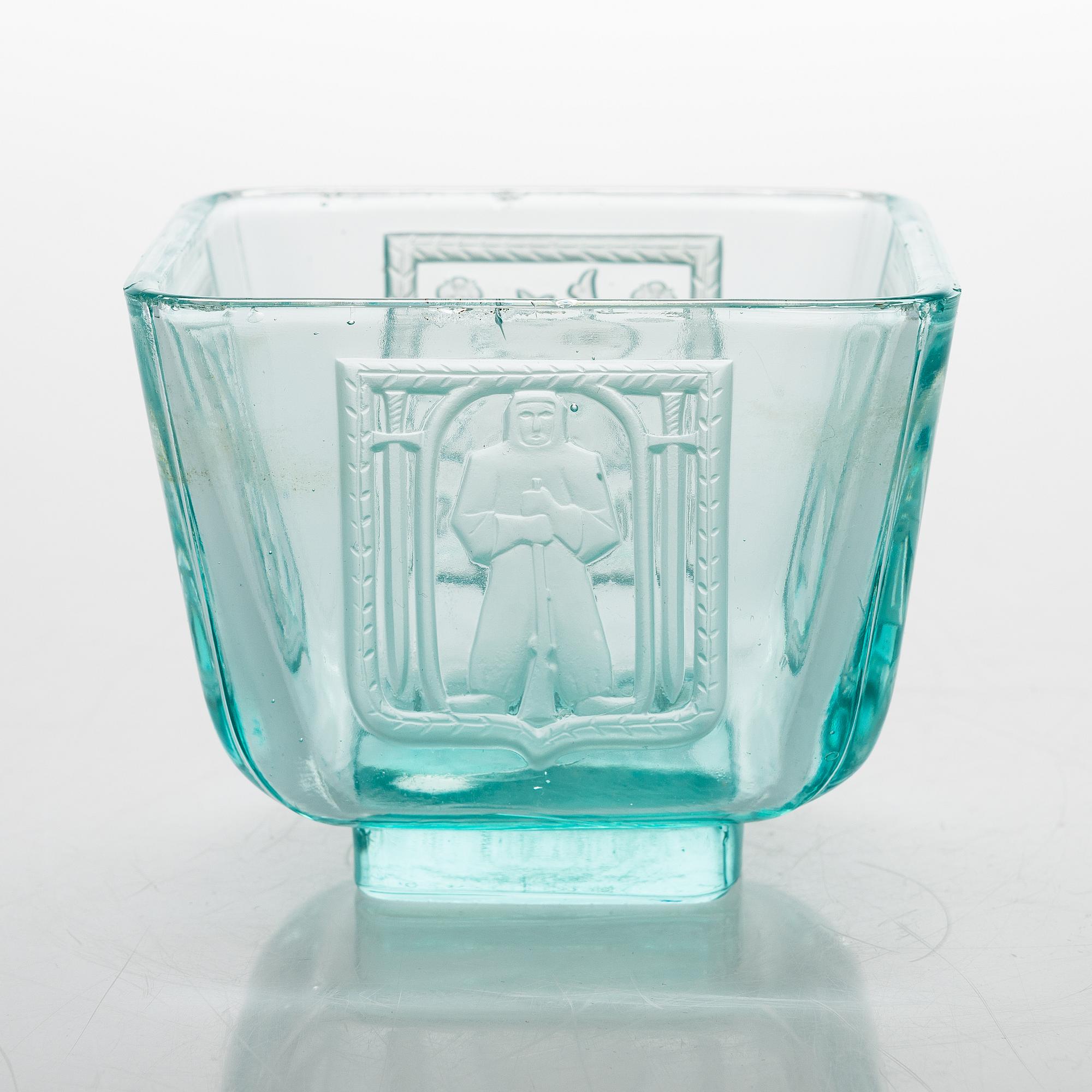 Antti Salmenlinna, malja, "Mottimalja" Riihimäen Lasi Oy 1940-luku.