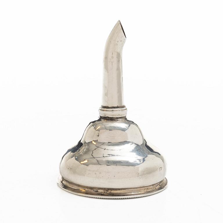 An Irish silver wine funnel, mark of John Lloyd, Dublin circa 1780.