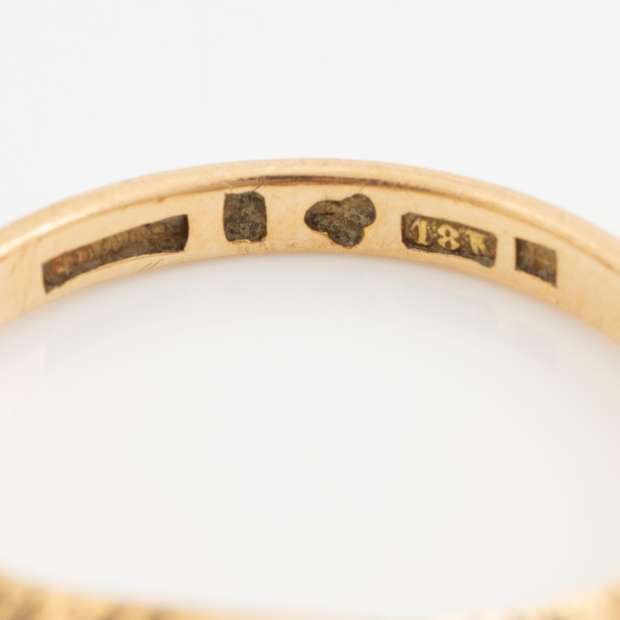 Ring, six pieces, 18K gold with, among other things, pearls and rose-cut diamond.