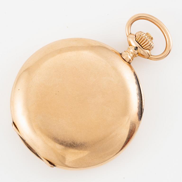 IWC, pocket watch, hunter, 14K gold, 52 mm.