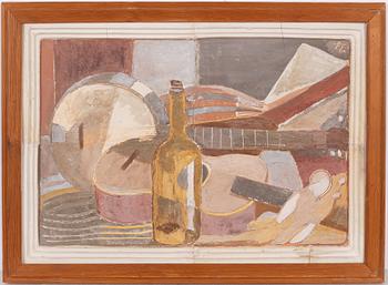 Allan Ebeling, väggrelief, stilleben, målad terrakotta, Torshälla.