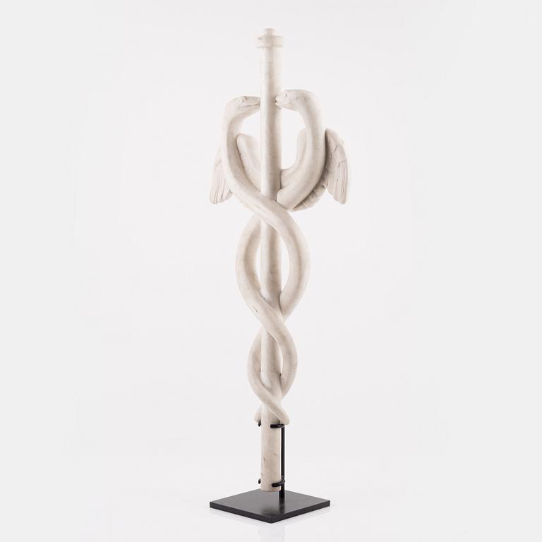 A Grand Tour marble caduceus, presumably Italian, late 19th century.