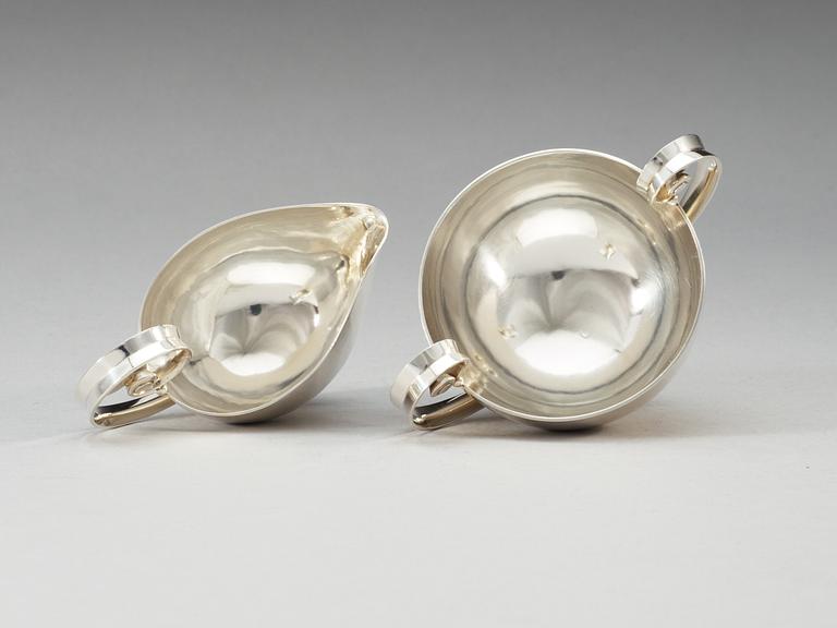 JOHAN ROHDE,  gräddkanna och sockerskål, Georg Jensen, Köpenhamn 1945-77, sterling,