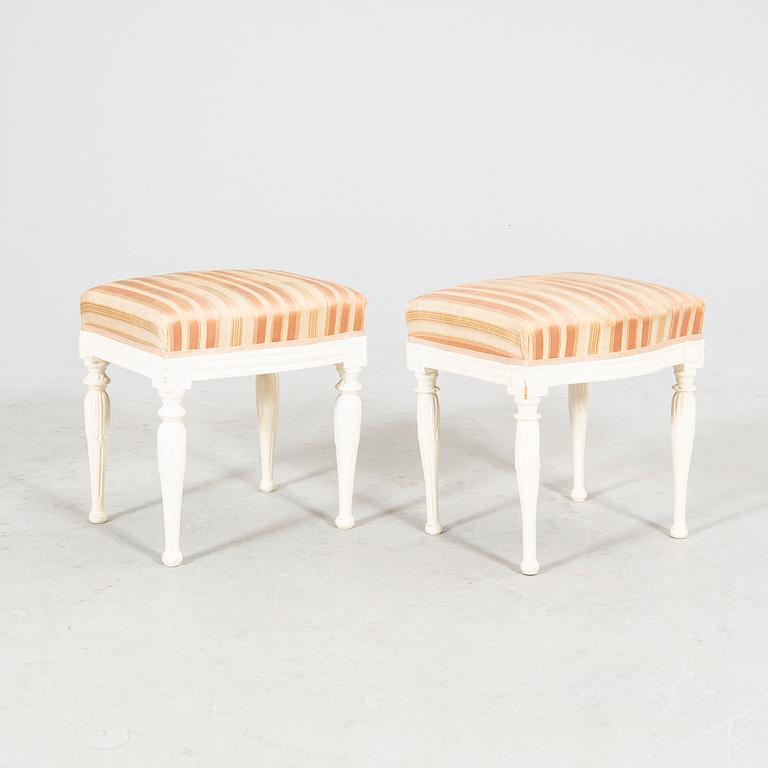 Carl Johan Wadström, a pair of signed late Gustavian signed stools.