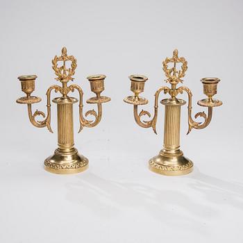 KYNTTELIKKÖPARI, messinkiä, Louis XVI-tyyliset, 1800-luvun loppu.