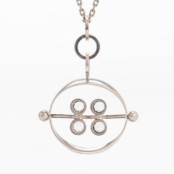 Elis Kauppi,  A silver and rock crystal pendant for Kupittaan Kulta, Turku 1966 with chain.