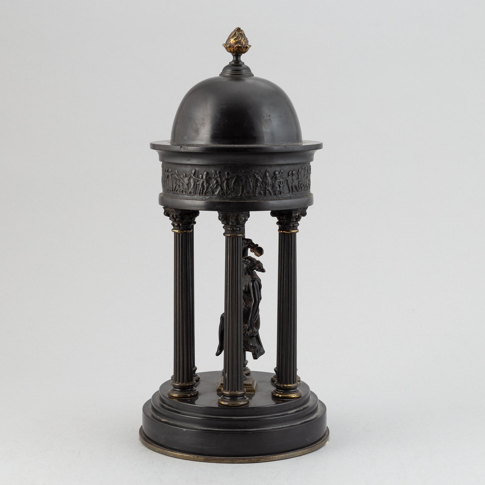 A stone and brass table decoration, late 19th century.