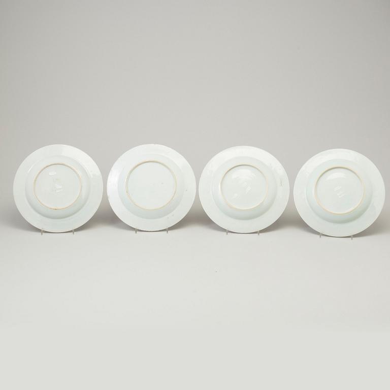 Four famille rose export porcelain plates, Qing dynasty, Qianlong (1736-95).