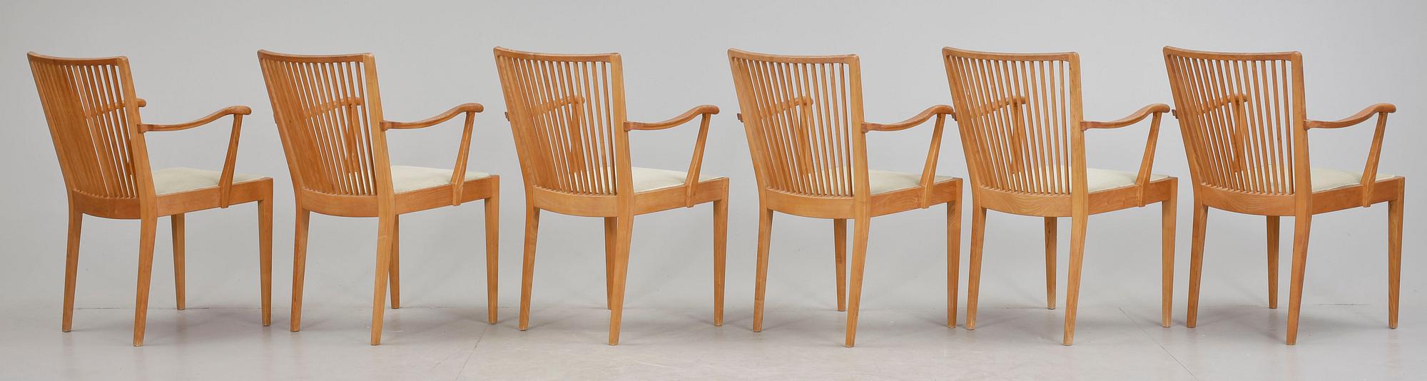 KARMSTOLAR, 6 st, Albin Johansson, Stockholm, 1950/60-tal.