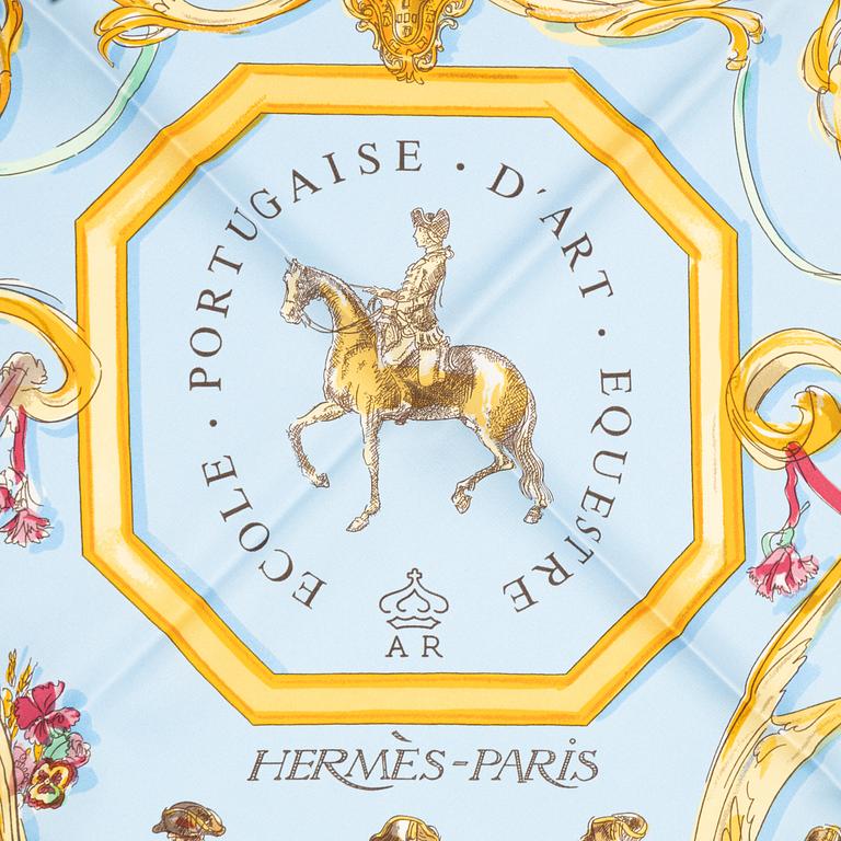 Hermès, an 'Ecole Portugaise d'Art Equestre' silk scarf.