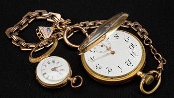 HERRFICKUR samt DAMFICKUR, 18k guld. Total vikt ca 106 g.