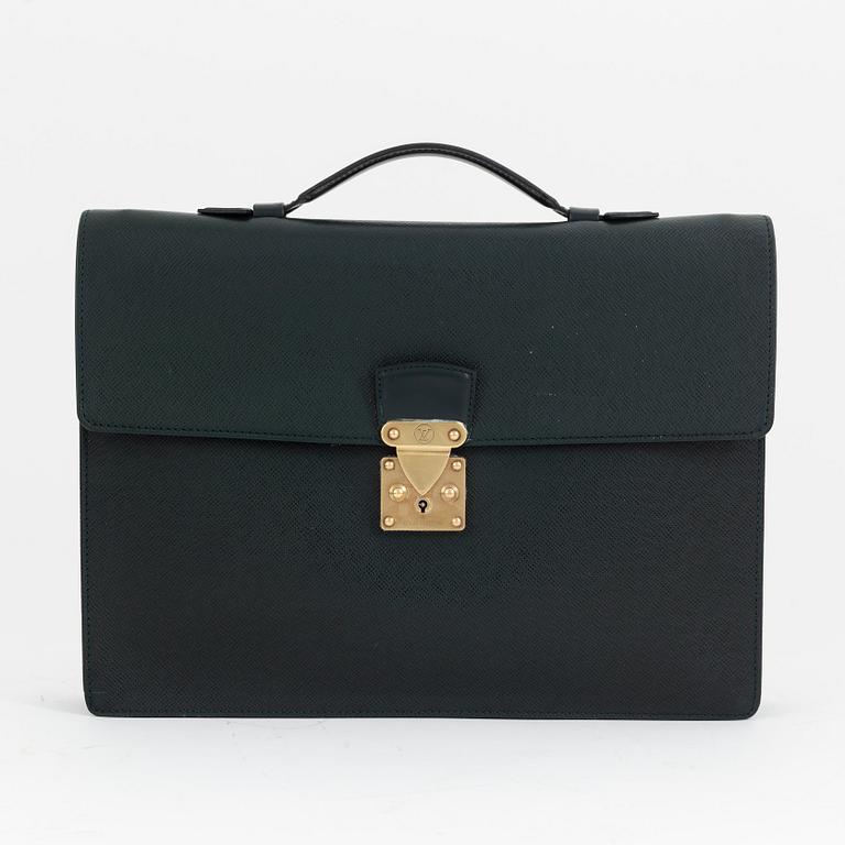 Louis Vuitton, a green Taiga 'Kourad' briefcase, 1997.