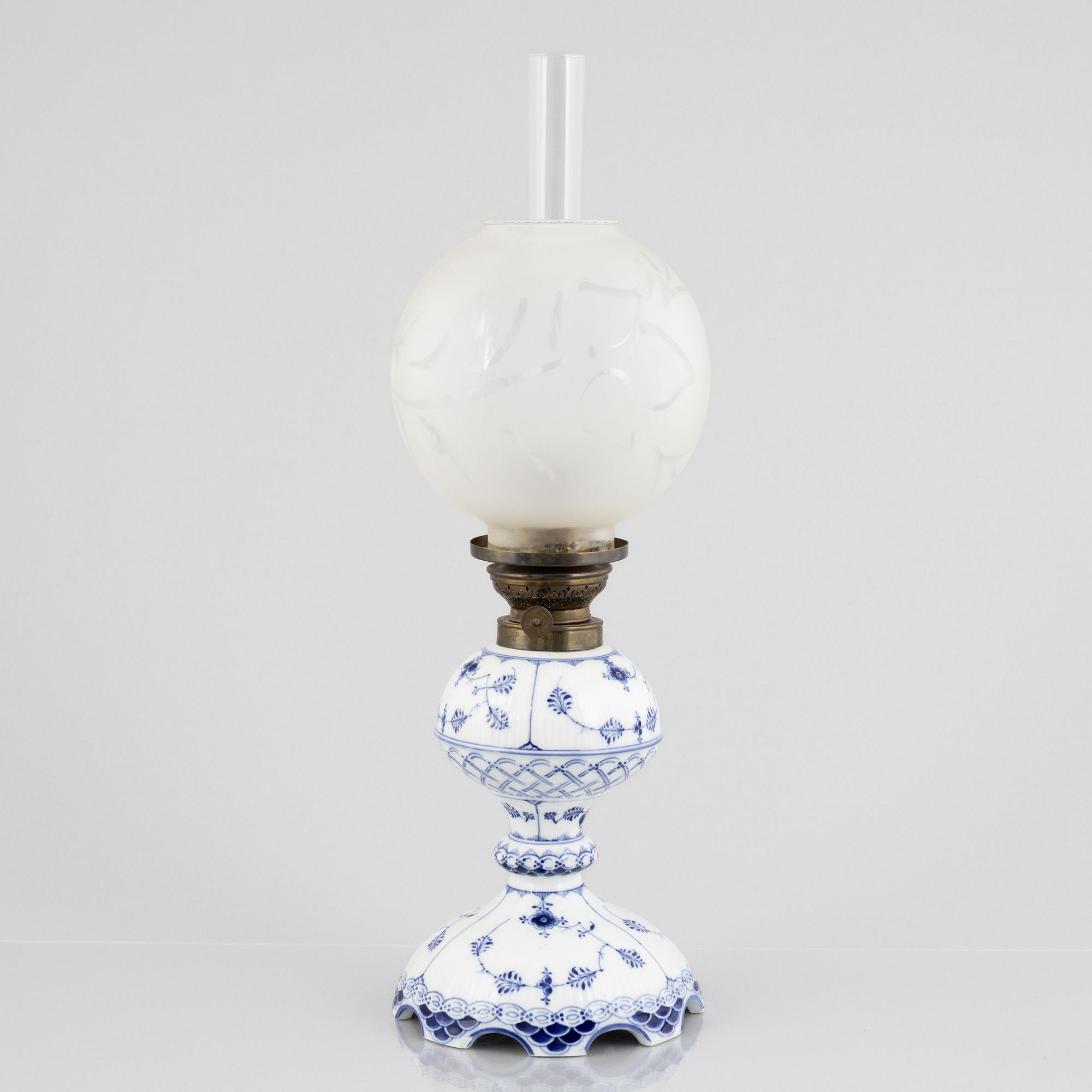A 'Blue Fluted Half Lace' porcelain lantern, Royal Copenhagen, 1893-1900.