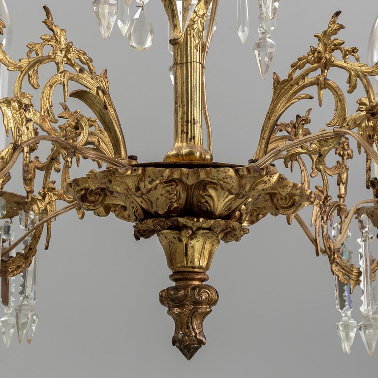 A late 19th century brass ceiling light.