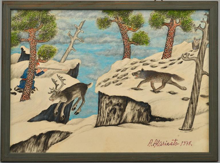 Andreas Alariesto, "THE LAPPLANDER SHOOTS THE REINDEER CHASING WOLF".