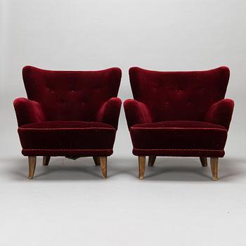 Ilmari Lappalainen, a pair of 1950's 'Laila' armchairs for Asko, Finland.