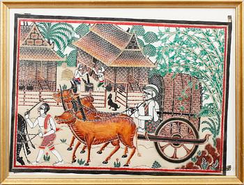 SILUETTKLIPP, orientaliskt, möjligen rispapper, 1900-tal.