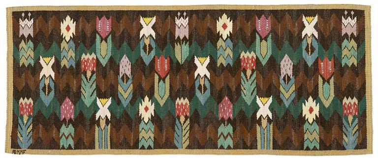 Märta Måås-Fjetterström, vävnad, "Täppan", gobelängteknik, ca 122 x 50 cm, signerad MMF.