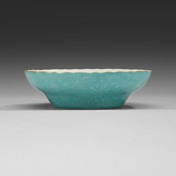 A turquoise slip decorated bowl, Qing dynasty, with Daoguangs seal mark in red and period (1821-50).