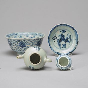 A group of blue and white South East Asian ceramics, 16th-20th Century.