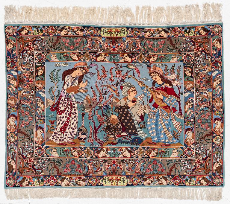 An Isfahan figural rug, c. 112 x 148 cm.