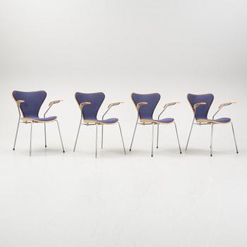 Arne Jacobsen, Four "Seven" armchairs, designed by Arne Jacobsen for Fritz Hansen.