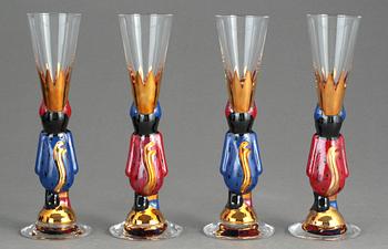 SNAPSGLAS, 4 st, "Nobelservisen", Gunnar Cyrén, Orrefors.