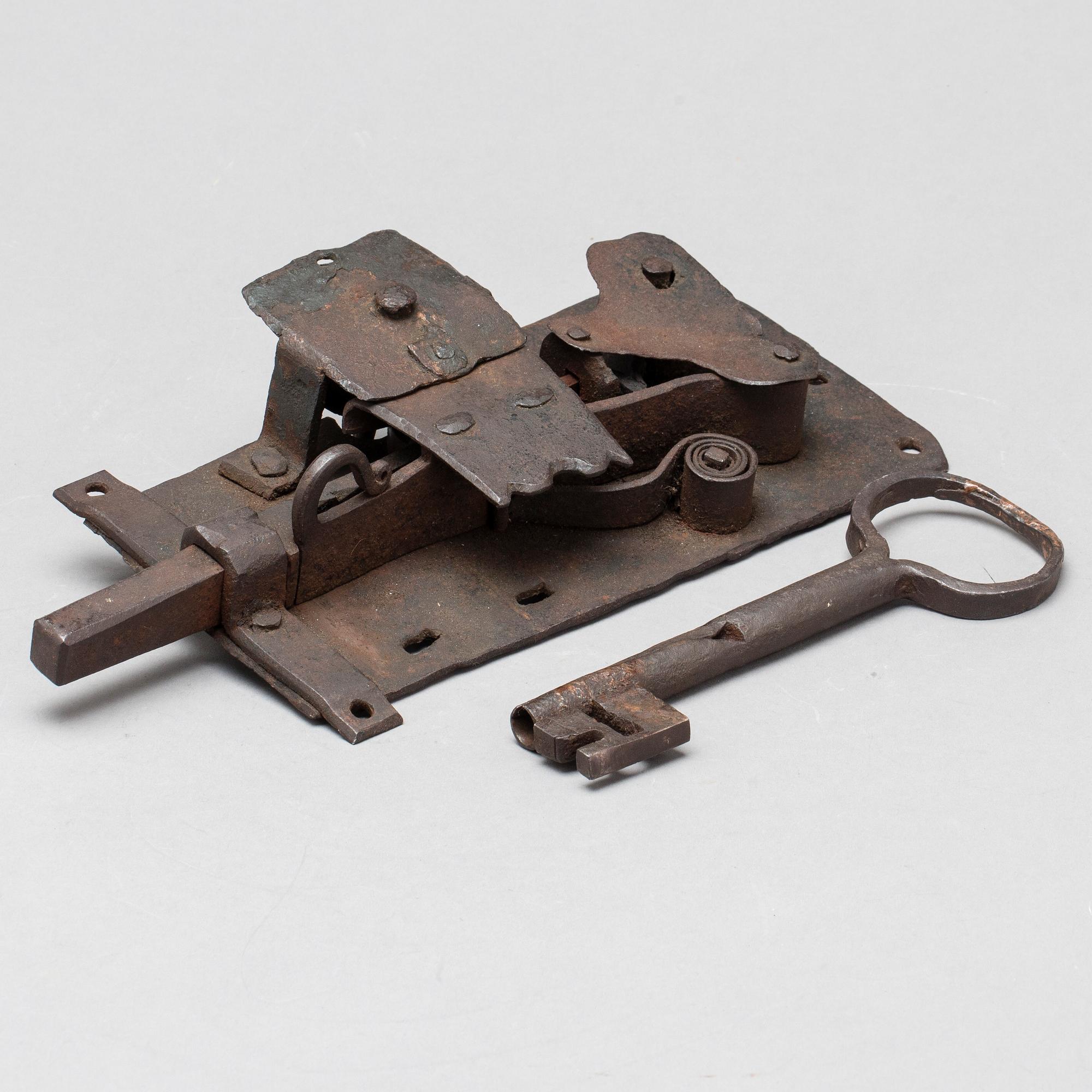 LOCK, with key, iron, 1800/1900th century,