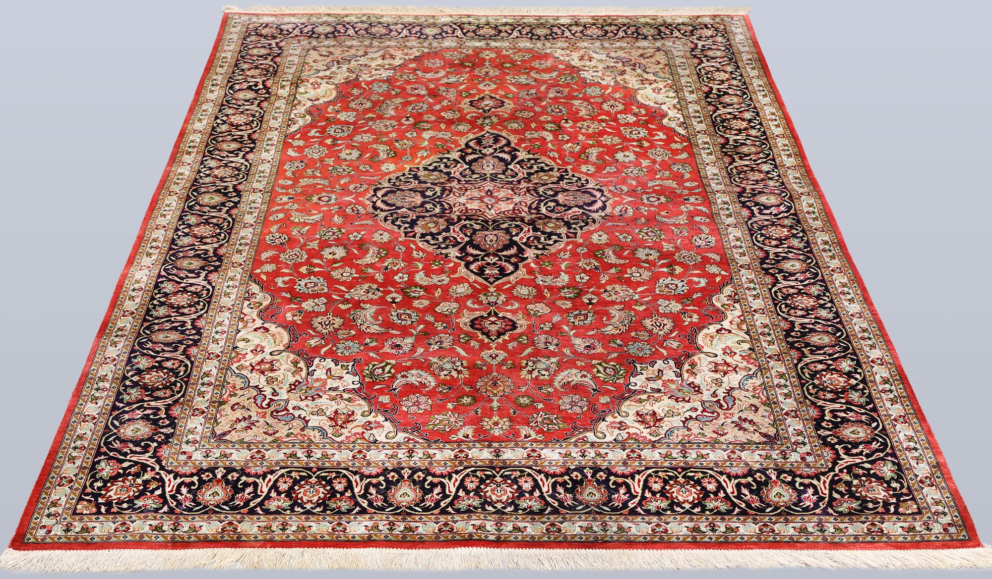 Carpet, Ghom, older, silk warp, 206 x 131 cm.