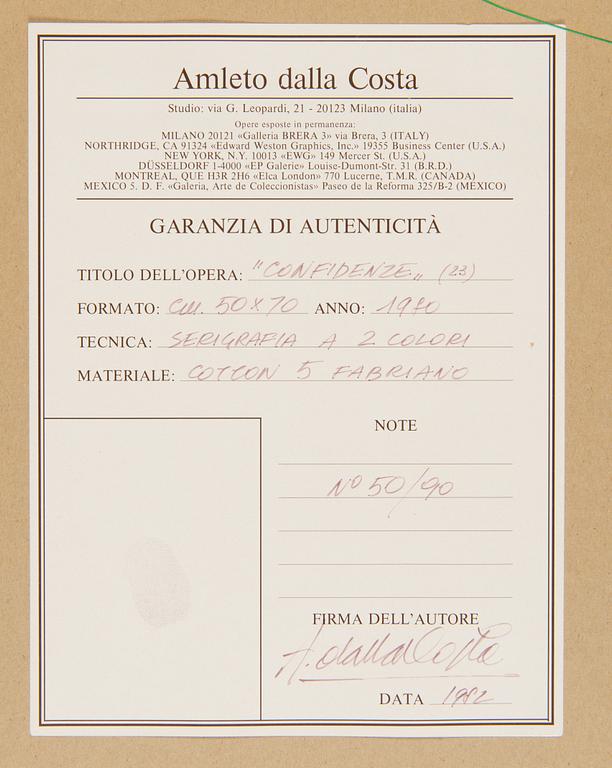 Amleto dalla Costa, serigrafi, signerad. Numrerad 50/90.