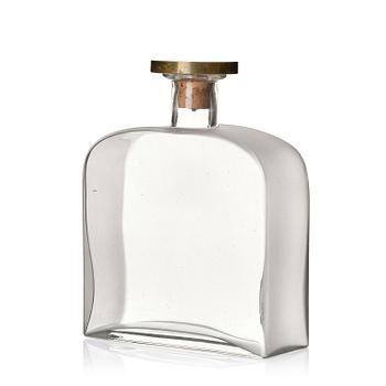 301. Firma Svenskt Tenn, a glass bottle model A 1608, with a pewter and brass stopper by Björn Trägårdh, Stockholm, 1930s.