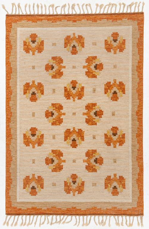 Ingegerd Silow, a flat weave rug, signed, c. 200 x 137 cm.