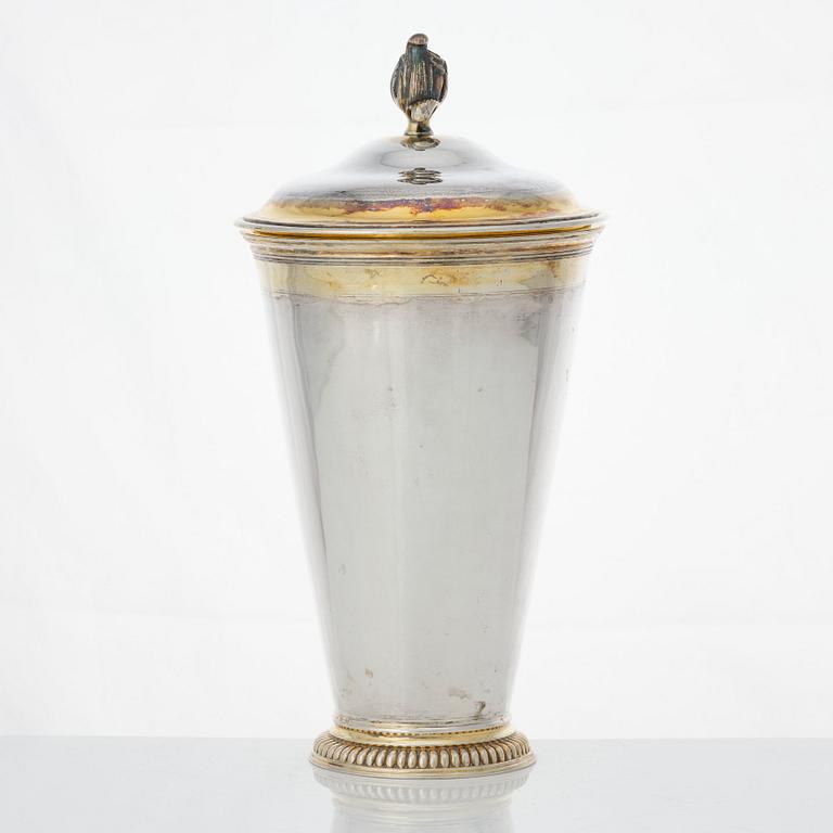 A Baltic 18th century parcel-gilt silver beaker and cover, mark of Wilhelm Christian Hillebrandt, Reval (1758-1780).