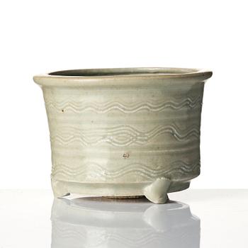 A celadon tripod censer, 16/17th century.