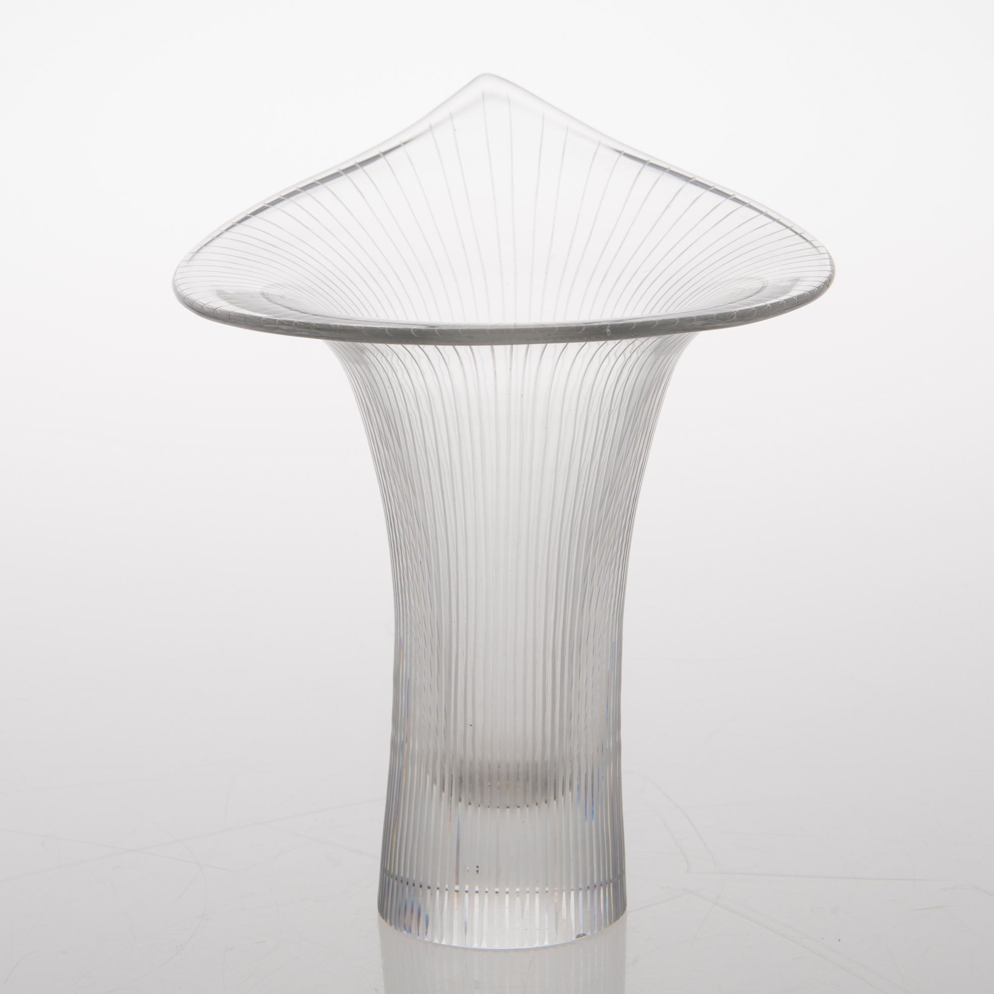 TAPIO WIRKKALA, VAS, glas, "Kantarell", signerad Tapio Wirkkala Iittala -56.